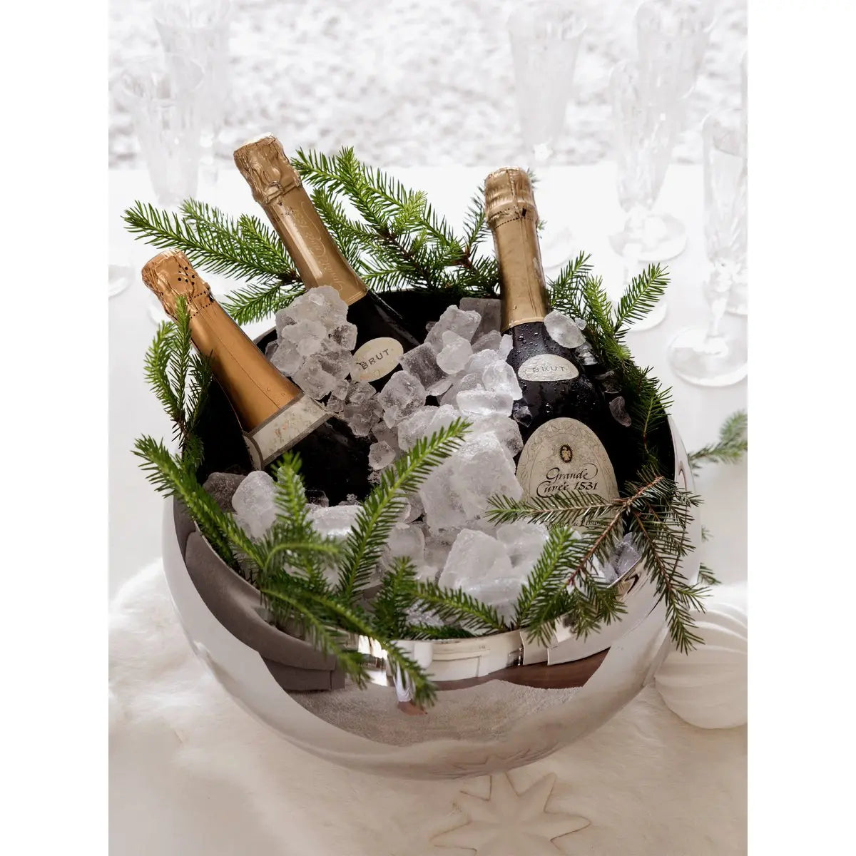 EDZARD refroidisseur / bol Enea, double paroi, acier inoxydable poli brillant, intérieur martelé, ø 35 cm EDZARD-SHOP.com