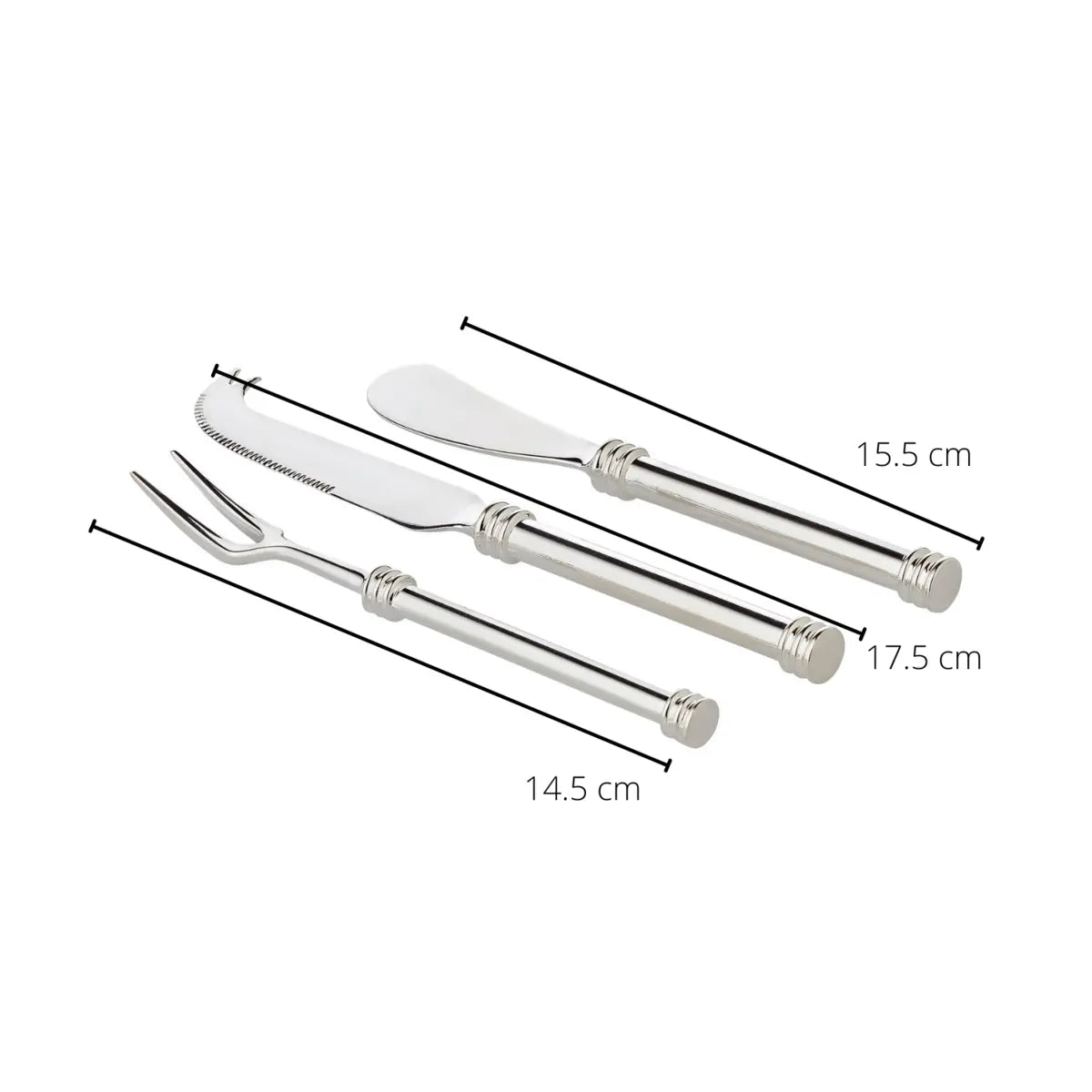 EDZARD service de service Forma, 3 pièces, élégant métal argenté, longueur 16 cm (couteau à fromage, couteau à beurre, fourchette de service) EDZARD-SHOP.com