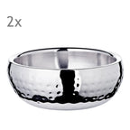 EDZARD set de 2 bols Pluto, acier inoxydable poli brillant, extérieur martelé, diamètre 12 cm EDZARD-SHOP.com
