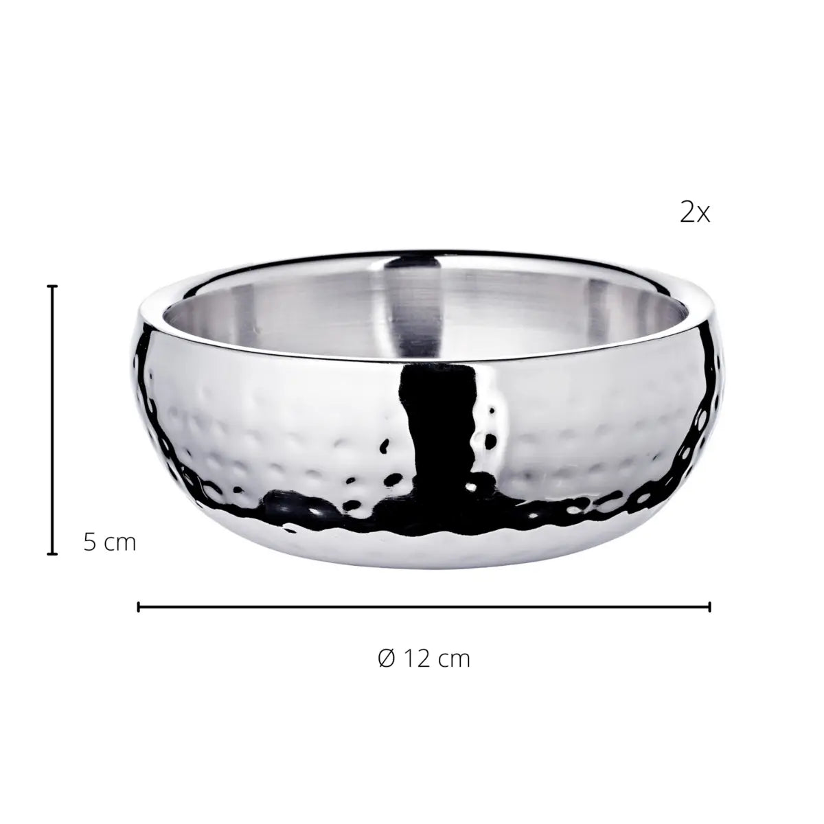 EDZARD set de 2 bols Pluto, acier inoxydable poli brillant, extérieur martelé, diamètre 12 cm EDZARD-SHOP.com