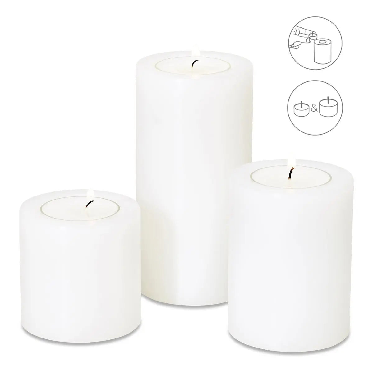 EDZARD set de 3 photophores, bougie permanente Cornelius, Ø 6 cm, hauteurs 6, 8 et 10 cm, résistant à la chaleur jusqu'à 90 degrés EDZARD-SHOP.com