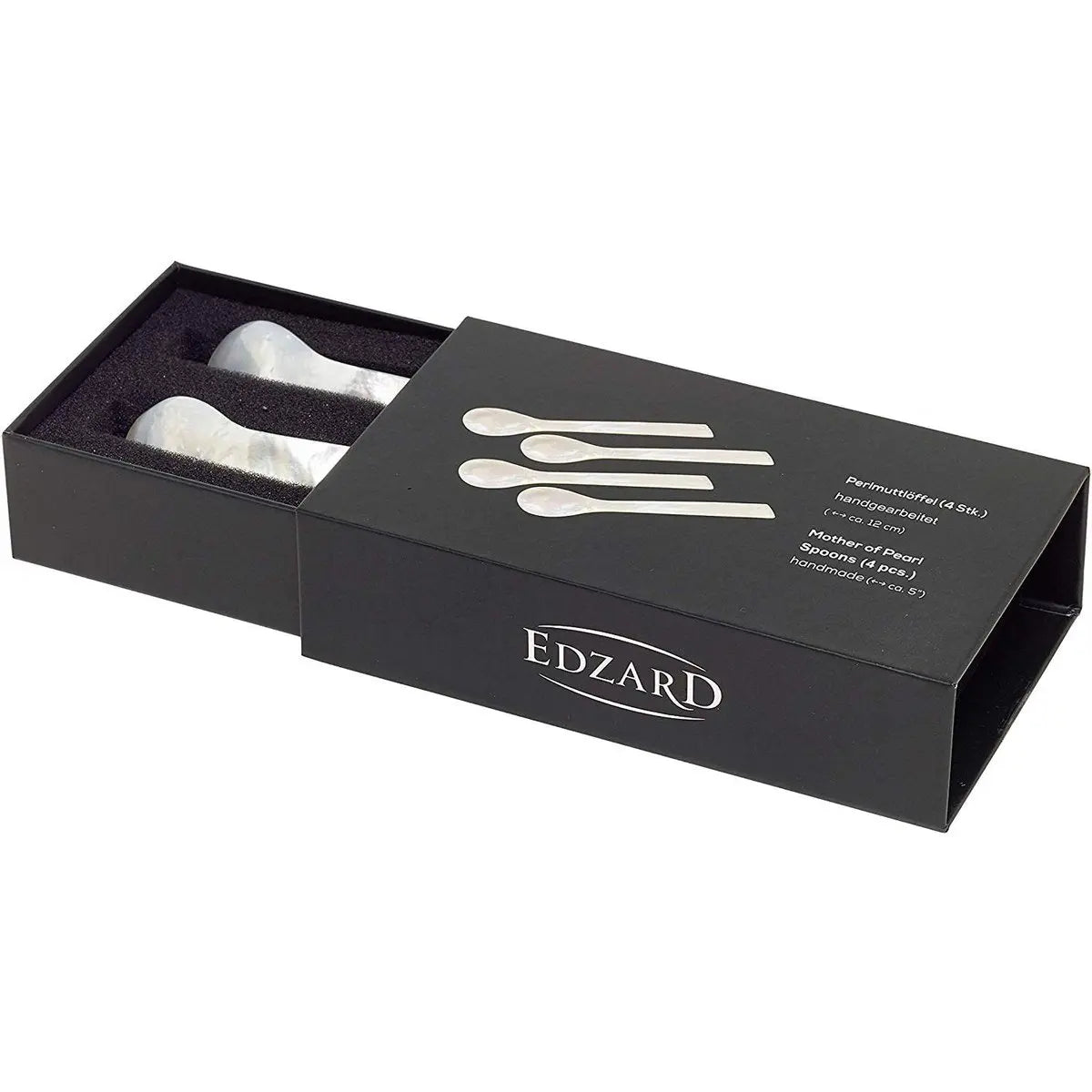EDZARD set de 4 cuillères en nacre cuillères à caviar cuillères à œufs, coins droits, longueur 12 cm EDZARD-SHOP.com