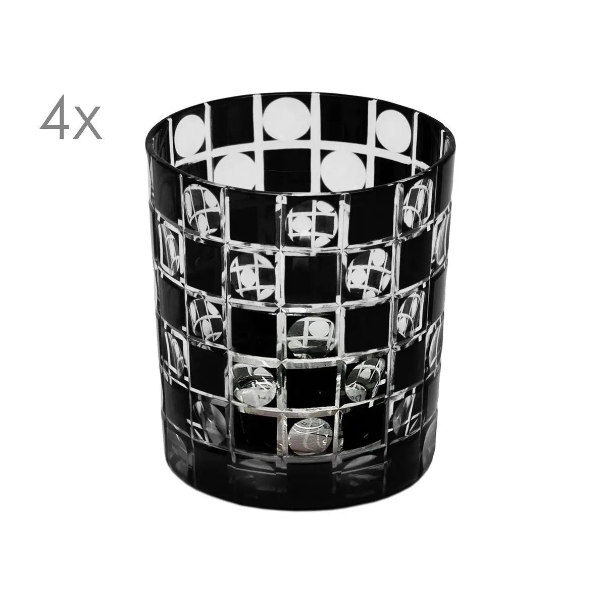 EDZARD set de 4 verres en cristal Diego, noir, verre taillé à la main, hauteur 9 cm, capacité 0,25 litre EDZARD-SHOP.com