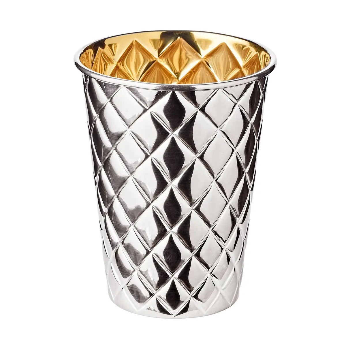 EDZARD tasse en argent Pilar avec motif diamant, argent massif, aspect intérieur or (laiton poli), hauteur 11 cm EDZARD-SHOP.com
