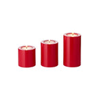 Edzard 3 Set Permanent Candle Cornelius (hauteur 6/8/11 cm, Ø 6 cm), rouge, support d'éclairage à la chaleur 90 ° EDZARD-SHOP.com