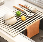 Égouttoir Cuisine Acier Inoxydable pliable – Rack Rangement Évier Blanc Laiteux Dropshipman
