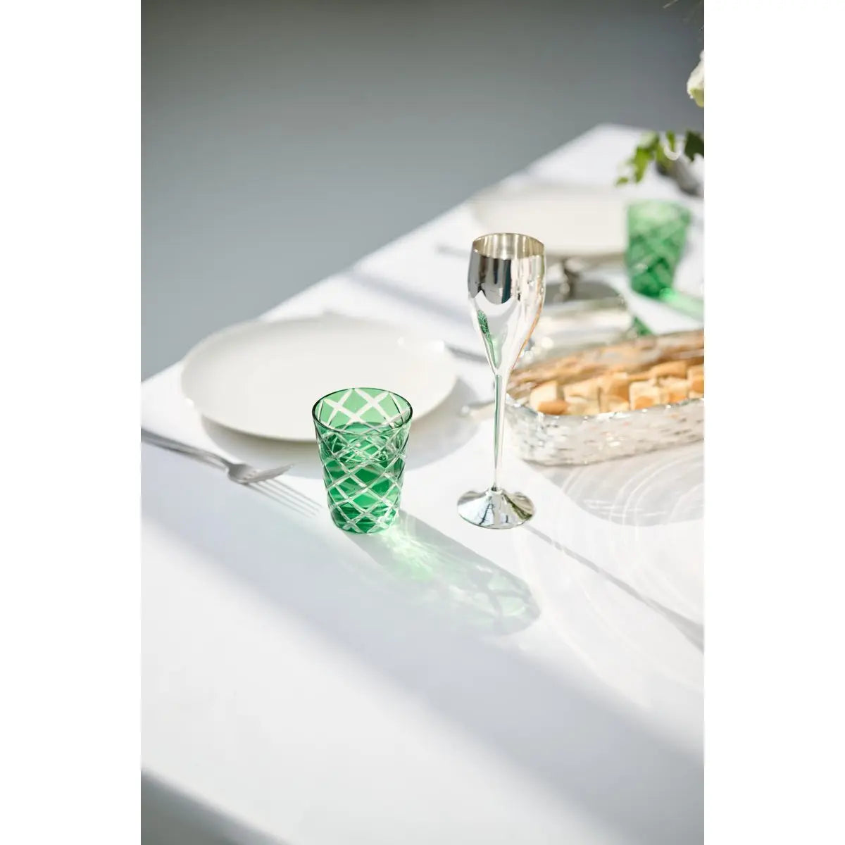 Ensemble de 6 verres en cristal Dio, vert, verre taillé à la main, hauteur 10 cm EDZARD-SHOP.com