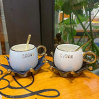 Ensemble tasse café soucoupe style nordique – Service céramique cœur fille rose adulte 201-300ml Dropshipman