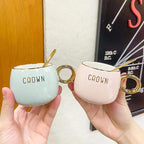 Ensemble tasse café soucoupe style nordique – Service céramique cœur fille rose adulte 201-300ml Dropshipman