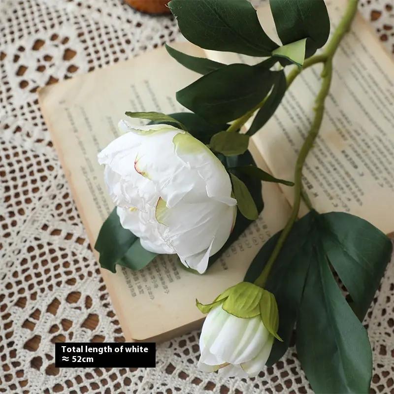 Fleur artificielle pivoine française rétro – Bordure brûlée style vintage 02