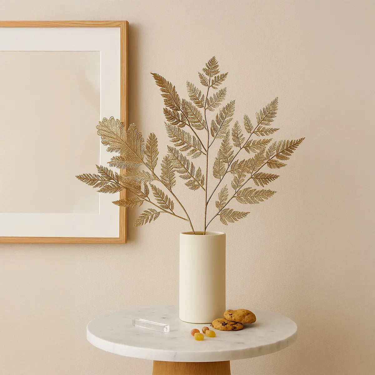 Fleur décorative fougère dorée h90cm AULICA