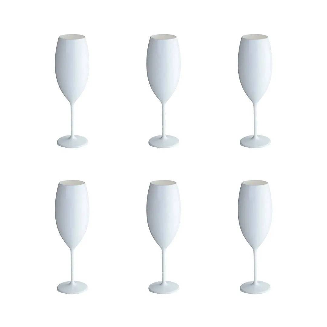 Flûtes à champagne blanches en acrylique 210ml - lot de 6 AULICA