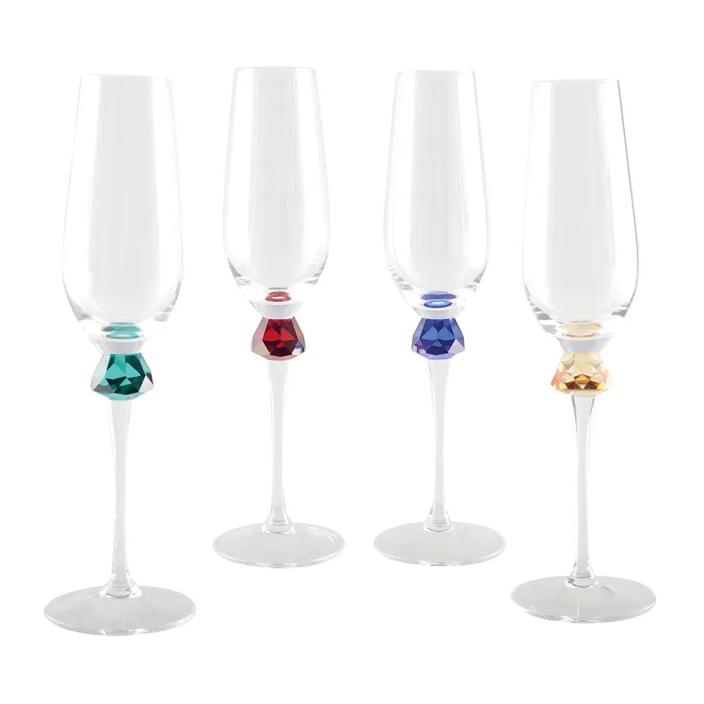Flûtes avec pied en diamant 4 couleurs - lot de 4 AULICA