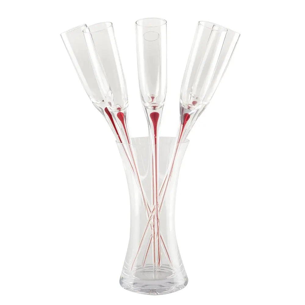 Flûtes pied rouge avec support - lot de 6 AULICA