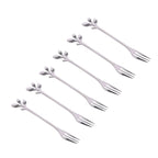 Fourchettes à dessert feuilles assorties argent - lot de 6 AULICA
