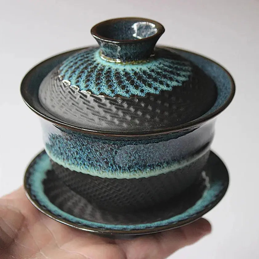Gaiwan céramique Tianmu glaçure – Bol thé Kung Fu rétro Dropshipman