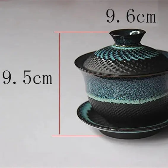 Gaiwan céramique Tianmu glaçure – Bol thé Kung Fu rétro Dropshipman