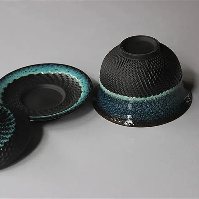 Gaiwan céramique Tianmu glaçure – Bol thé Kung Fu rétro Dropshipman