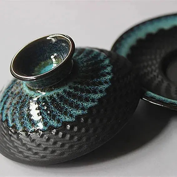 Gaiwan céramique Tianmu glaçure – Bol thé Kung Fu rétro Dropshipman