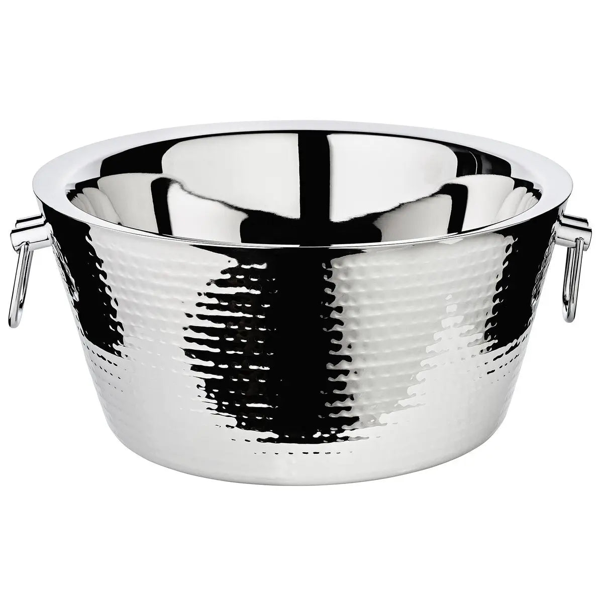 Glacière EDZARD Ontario avec poignées, acier inoxydable poli brillant, double paroi, martelée à l'extérieur, ø 38 cm, H 18 cm EDZARD-SHOP.com