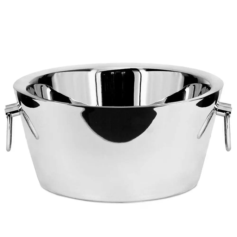 Glacière EDZARD Ontario avec poignées, acier inoxydable poli brillant, double paroi, ø 38 cm, H 18 cm EDZARD-SHOP.com