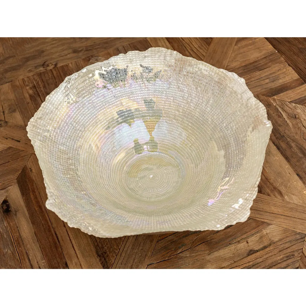 Grande coupe corolle lustrée en argent 45x45x14.5cm AULICA