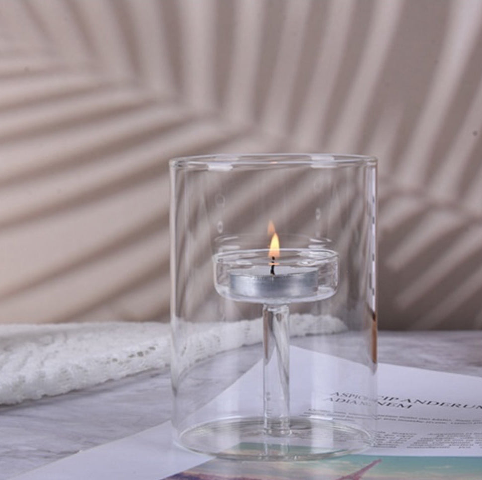 Bougeoir en verre borosilicate transparent artisanal – Décoration élégante pour fêtes Dropshipman