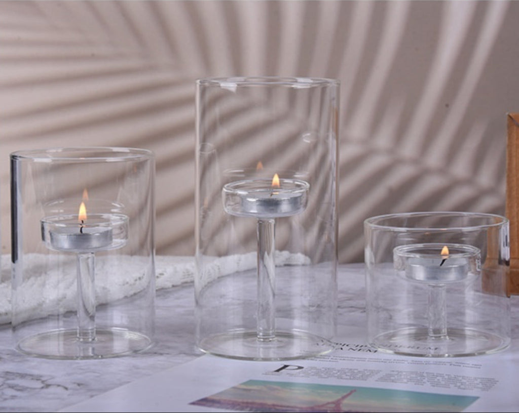 Bougeoir en verre borosilicate transparent artisanal – Décoration élégante pour fêtes Dropshipman