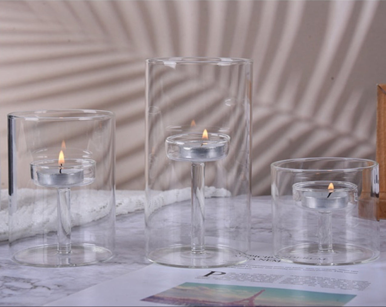 Bougeoir en verre borosilicate transparent artisanal – Décoration élégante pour fêtes Dropshipman