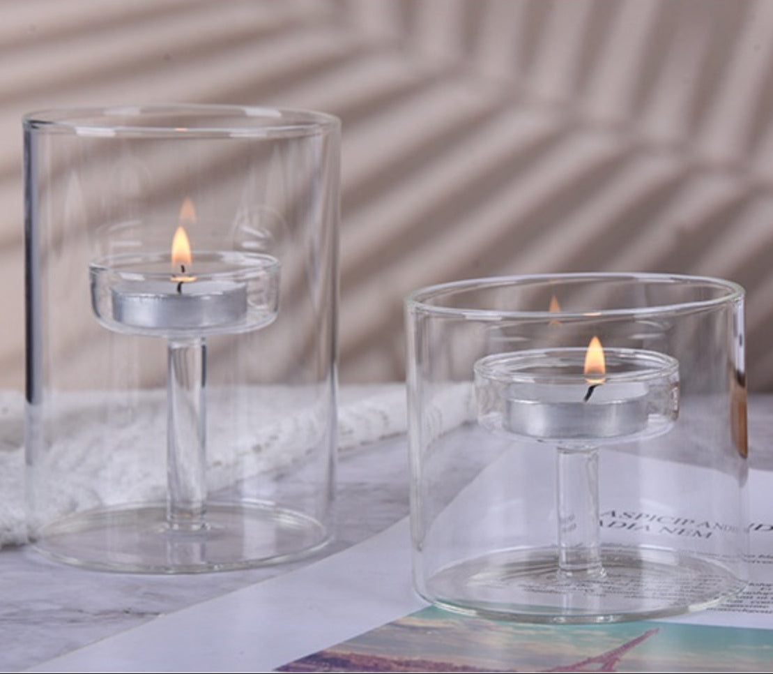 Bougeoir en verre borosilicate transparent artisanal – Décoration élégante pour fêtes Dropshipman