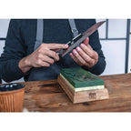 Kitchen Accessories - KOTAI sharpening set with double-sided 400/1000 grit whetstone, anti-slip bamboo base, flattening stone and 15 degrees angle guide KOTAI kitchen