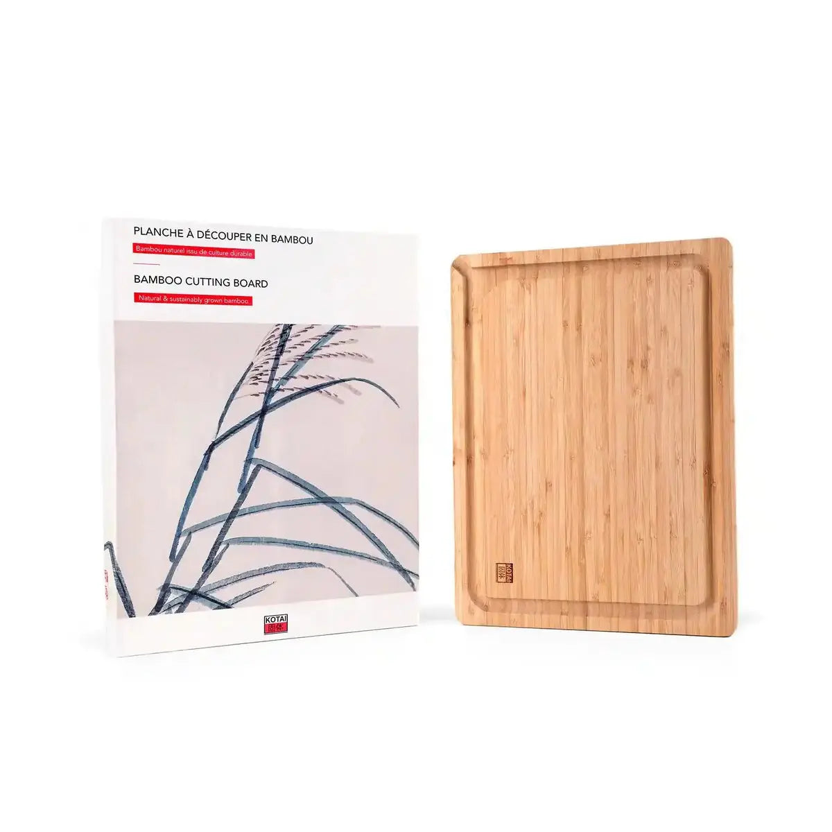 Kitchen accessories - KOTAI bamboo cutting board with juice groove and hidden handles - 40 x 30 x 2 cm KOTAI kitchen