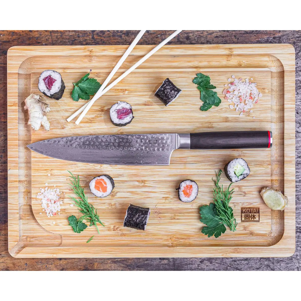 Kitchen accessories - KOTAI bamboo cutting board with juice groove and hidden handles - 40 x 30 x 2 cm KOTAI kitchen