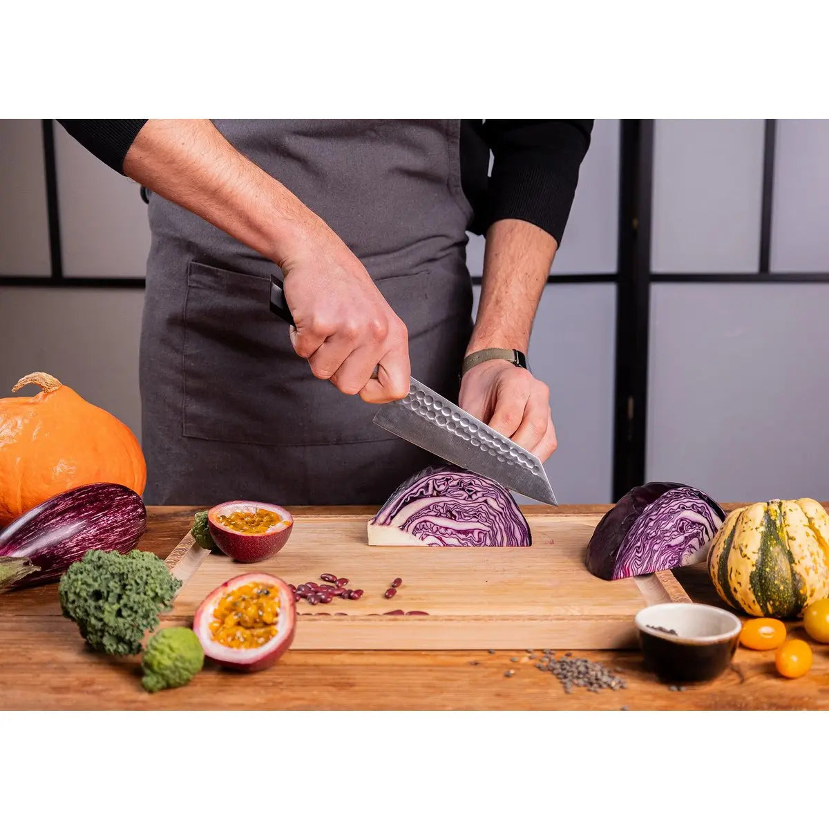 Knife - Bunka Santoku with bamboo Saya and bamboo box - 170 mm blade KOTAI kitchen