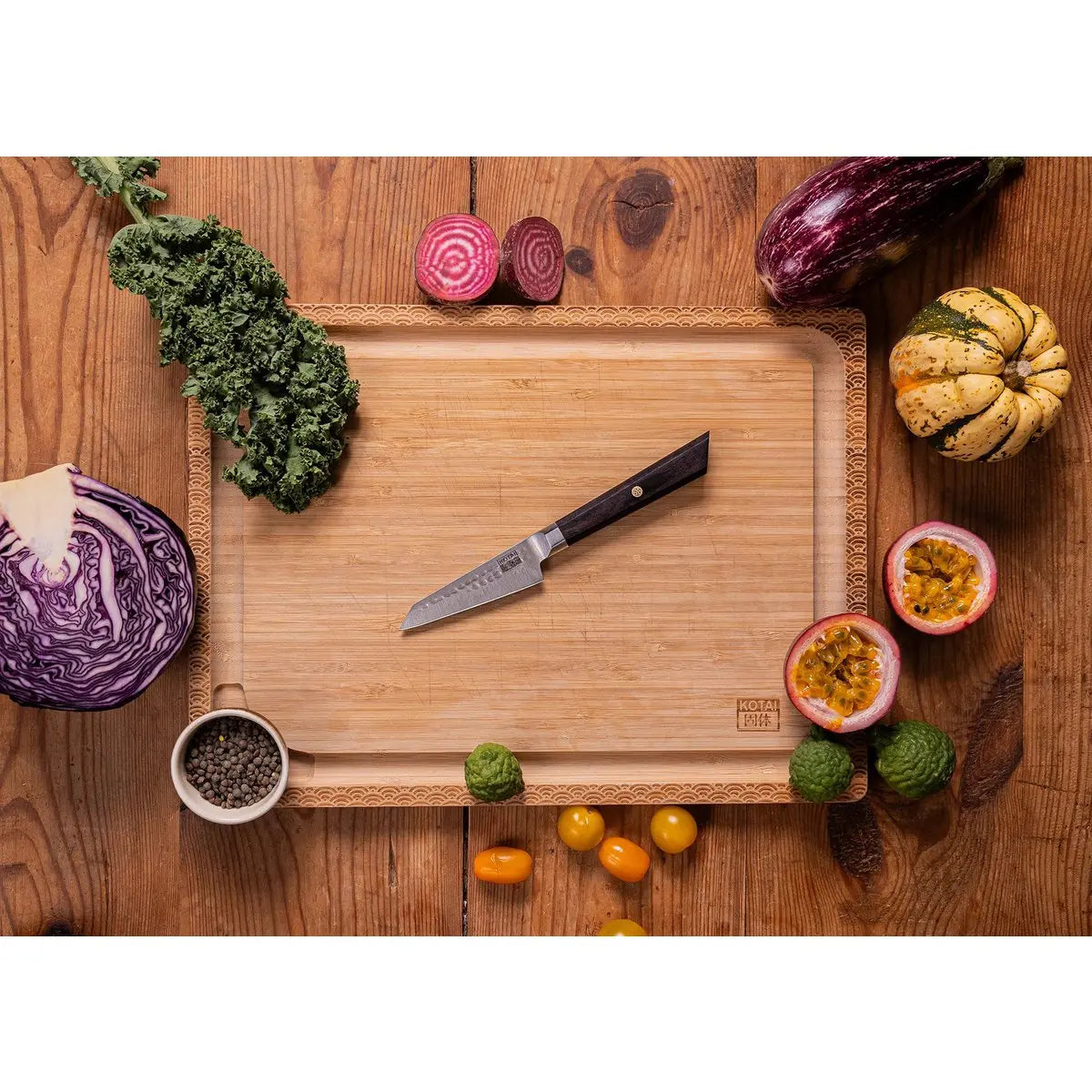 Knife - Bunka paring knife with bamboo Saya and bamboo box - 90 mm blade KOTAI kitchen