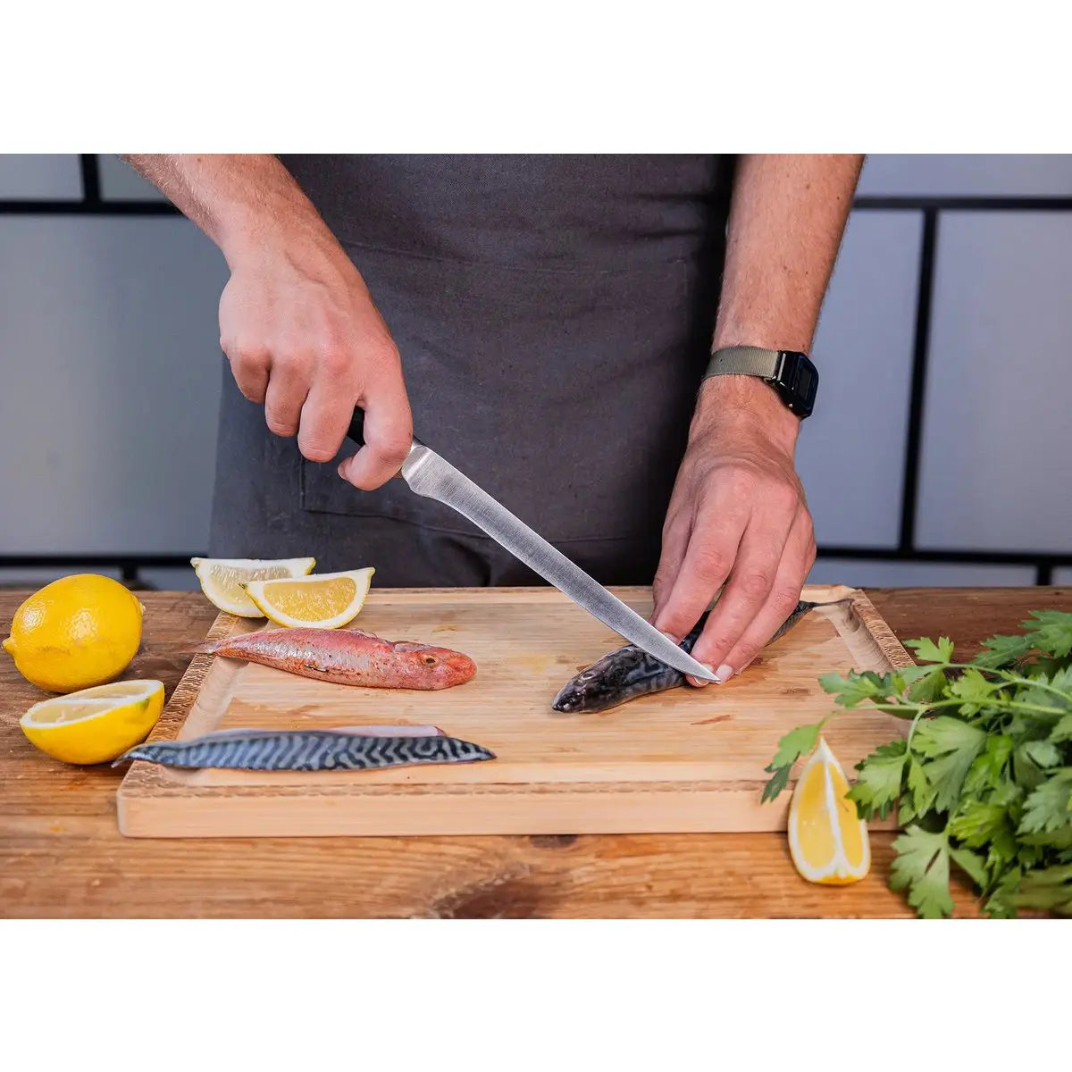 Knife - Flexible fillet knife with bamboo Saya and bamboo box - 200 mm blade KOTAI kitchen