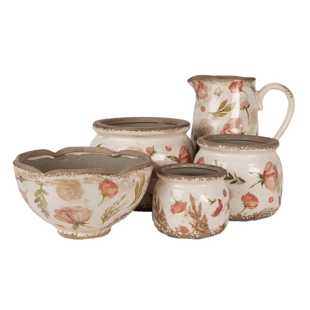 La décoration peut être 21x15x23 cm Puche florale en céramique rose beige Clayre & Eef.