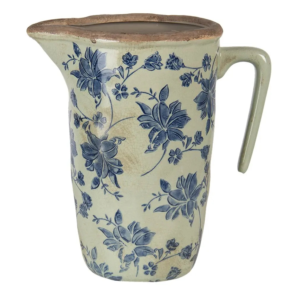 La décoration peut être 22x14x22 cm d'eau de fleur en céramique bleue kan Clayre & Eef.