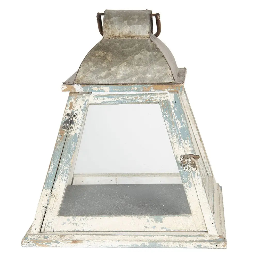 Lantern 33x33x37 cm Bougeoir en bois beige Clayre & Eef.
