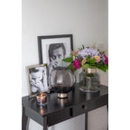 Lantern Jack (H 21 cm, Ø 19,5 cm), verre cristal foncé avec base en platine EDZARD-SHOP.com