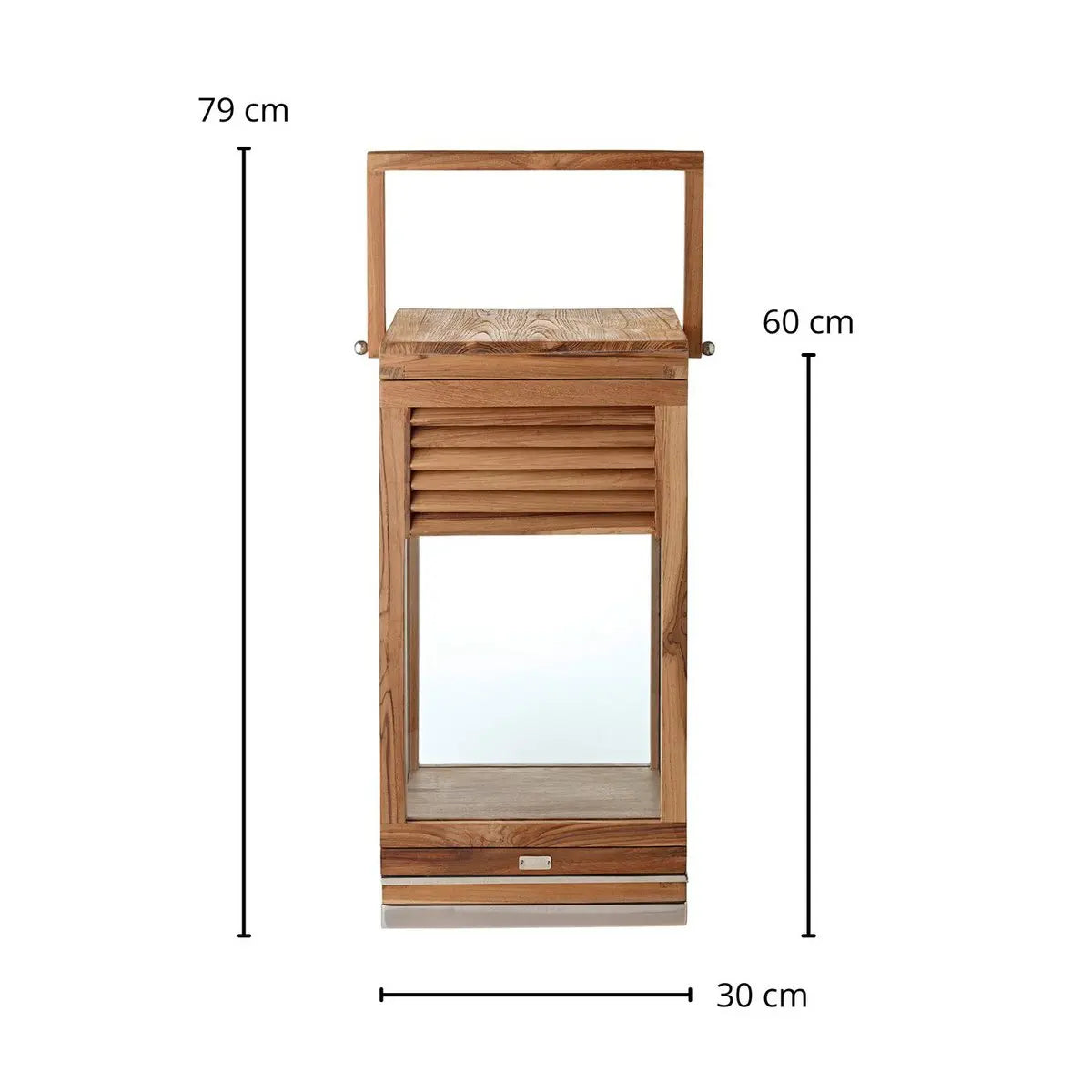 Lantern Vegas (hauteur 60 cm), teck noble, acier inoxydable, nickel brillant - plaqué EDZARD-SHOP.com