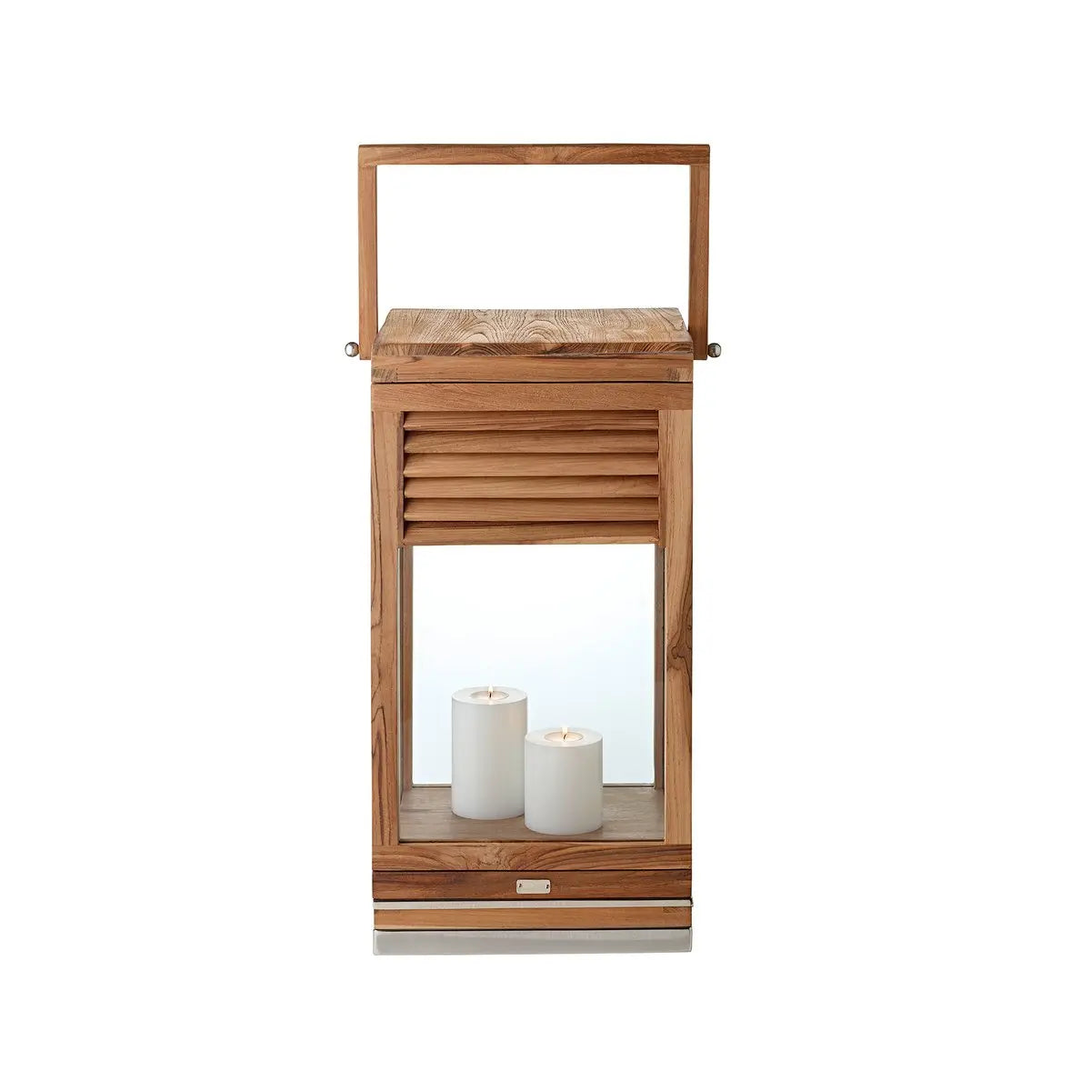 Lantern Vegas (hauteur 60 cm), teck noble, acier inoxydable, nickel brillant - plaqué EDZARD-SHOP.com