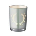 Lanterne Ati (hauteur 13 cm, ø 10 cm), motif bois de cerf, gris EDZARD-SHOP.com
