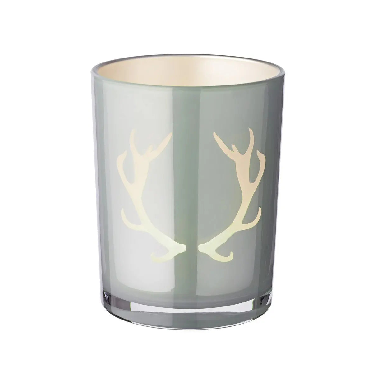 Lanterne Ati (hauteur 13 cm, ø 10 cm), motif bois de cerf, gris EDZARD-SHOP.com