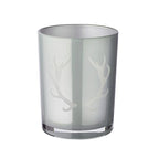Lanterne Ati (hauteur 13 cm, ø 10 cm), motif bois de cerf, gris EDZARD-SHOP.com