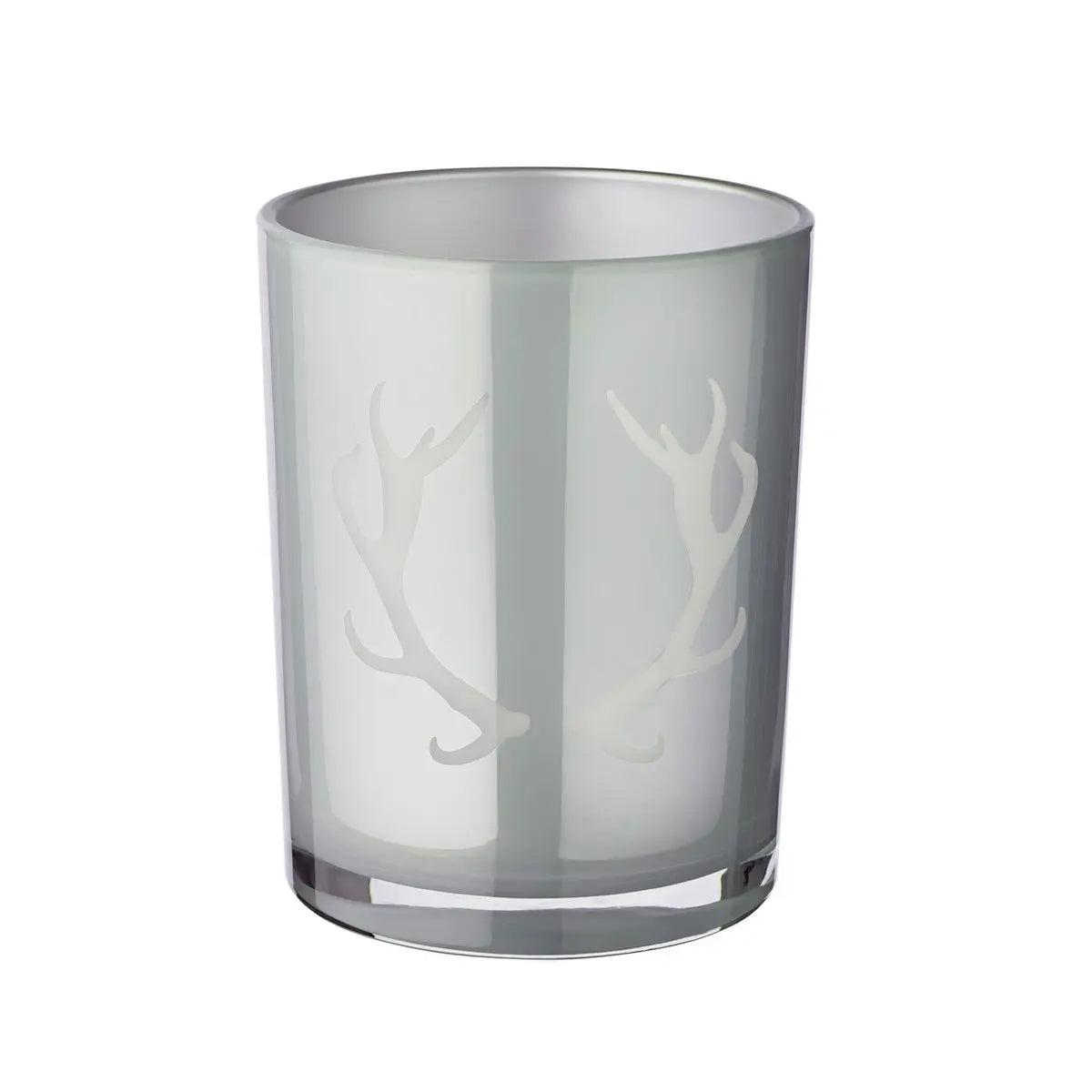 Lanterne Ati (hauteur 13 cm, ø 10 cm), motif bois de cerf, gris EDZARD-SHOP.com