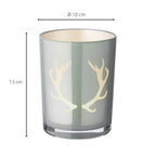 Lanterne Ati (hauteur 13 cm, ø 10 cm), motif bois de cerf, gris EDZARD-SHOP.com