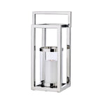 Lanterne EDZARD Manhattan avec poignée, acier inoxydable nickelé brillant, verre intérieur rond, hauteur 58 cm EDZARD-SHOP.com