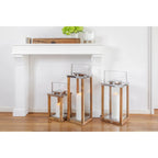 Lanterne EDZARD Miami avec manche rabattable, bois et inox nickelé brillant, hauteur 45,5 cm EDZARD-SHOP.com
