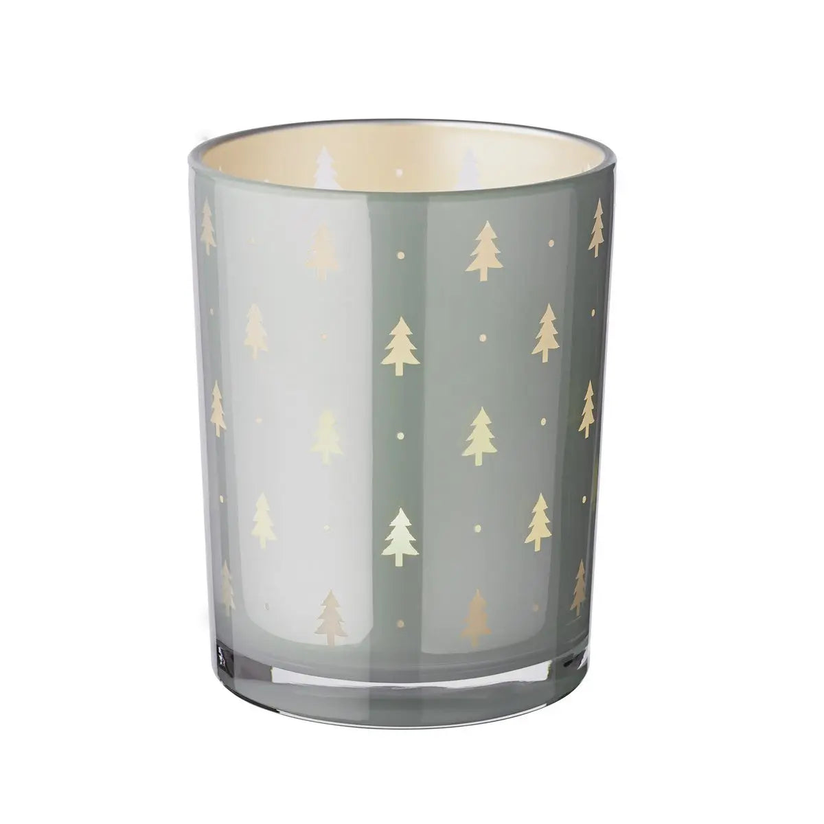 Lanterne Tani (hauteur 13 cm, ø 10 cm), motif sapin, gris EDZARD-SHOP.com